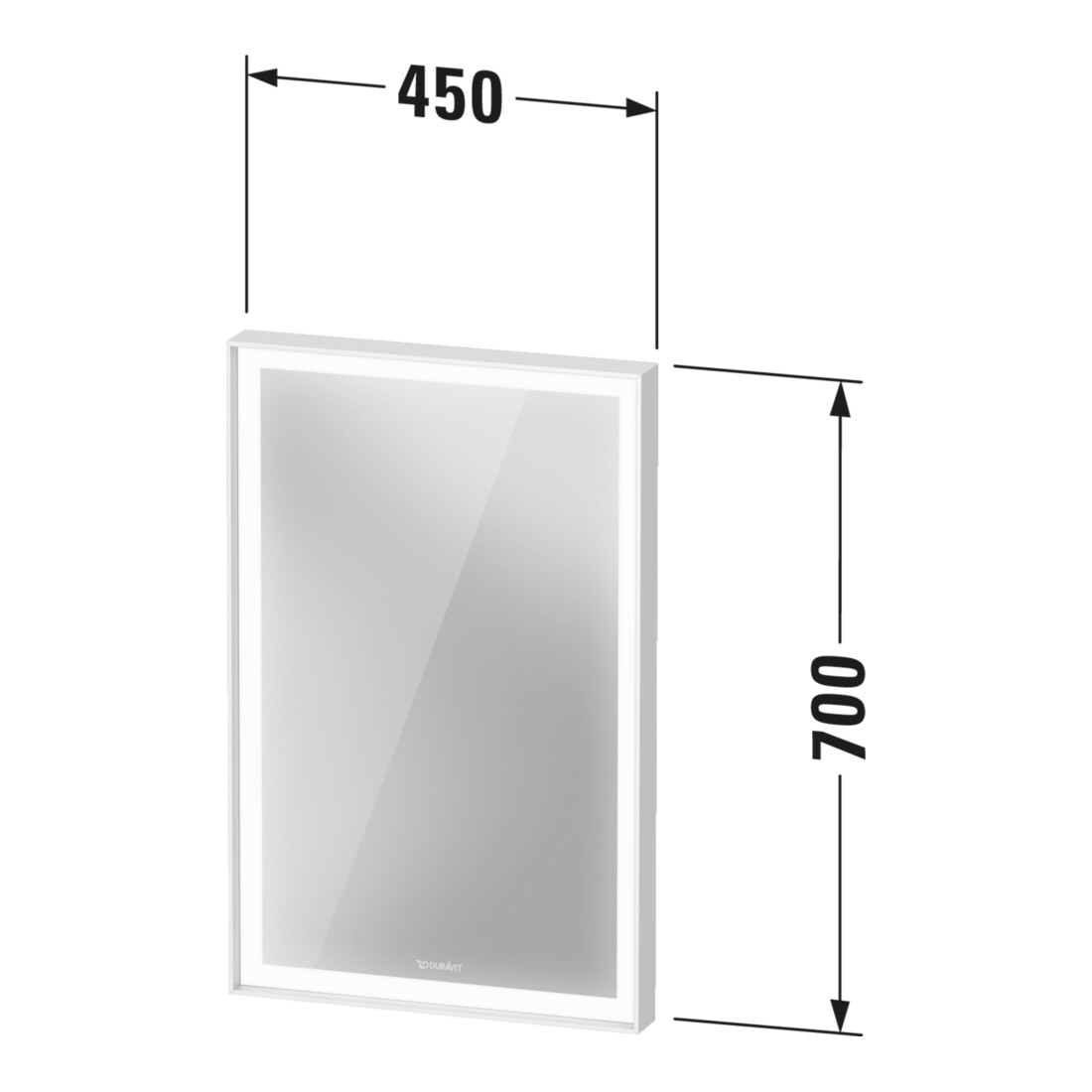 Duravit LED-Lichtspiegel L-Cube 45x70x6,7cm, 18W, w m, Sen., Dimm., wd