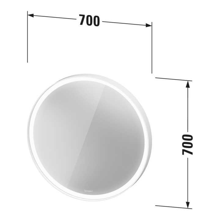 Duravit LED-Lichtspiegel L-Cube 70x70x6,7cm, 18W, gra m, Sen., Dimm., wd