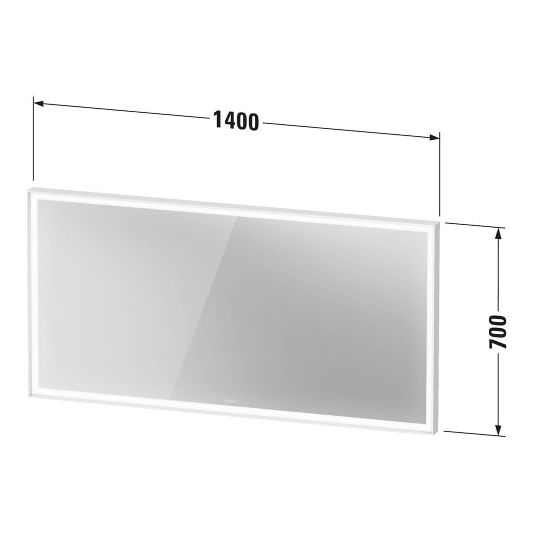 Duravit LED-Lichtspiegel Sensor weiß L-Cube 140x70x6cm, 36W, w m, Sen., Dimm., wandhängend