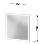 Duravit LED-Lichtspiegel Sensor weiß L-Cube 65x70x6,7cm, 23W, gra m, Sen., Dimm., wd-5