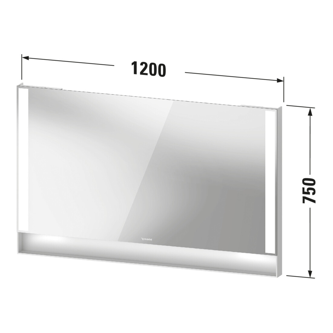 Duravit Lichtspiegel Qatego 120x75x6,5cm, 32 W, Graphit matt