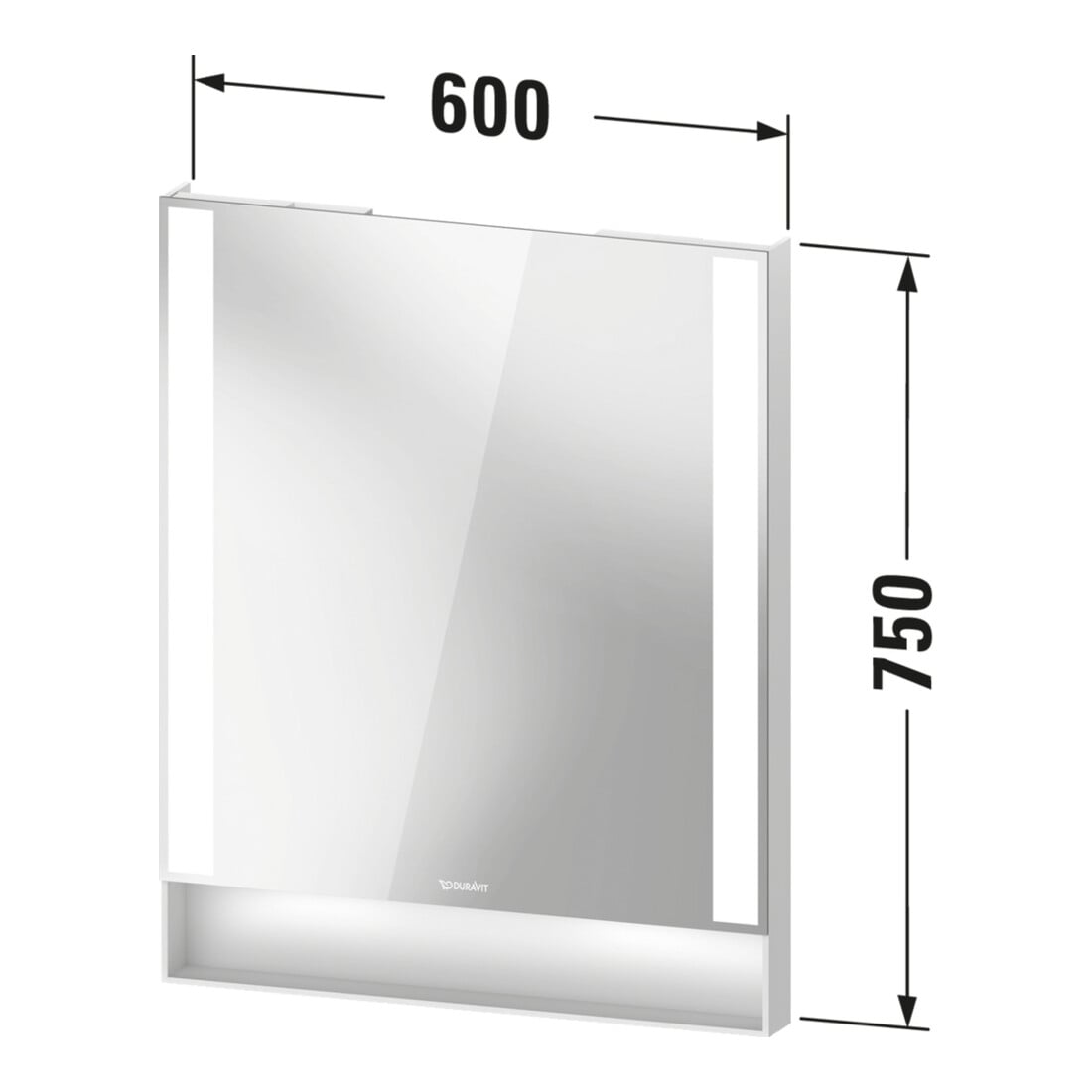 Duravit Lichtspiegel Qatego 60x75x6,5cm, 23 W, weiß matt