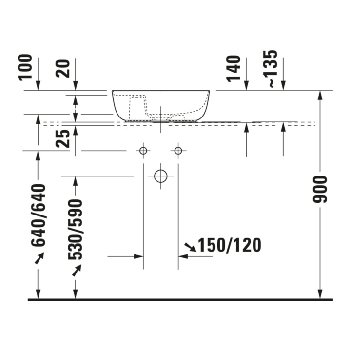 Duravit Luv lavabo à poser 42x27 cm, blanc/blanc, avec trop-plein, sans trou robinet, avec trop-plein lavabo