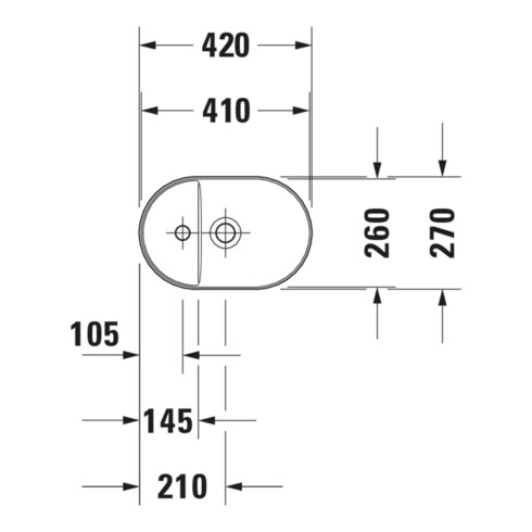 Duravit Luv lavabo à poser 42x27 cm, blanc/blanc, avec trop-plein, sans trou robinet, avec trop-plein lavabo