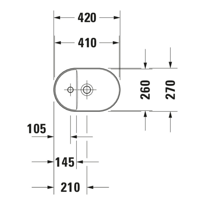 Duravit Luv lavabo à poser 42x27 cm, blanc/blanc, avec trop-plein, sans trou robinet, avec trop-plein lavabo