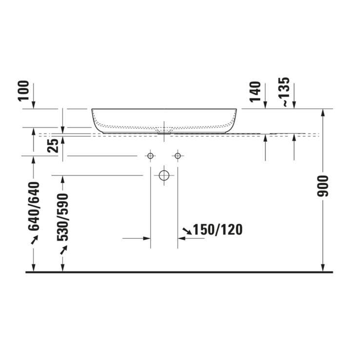 Duravit Luv lavabo à poser 80x40 cm, fermé, sans trop-plein, blanc/blanc