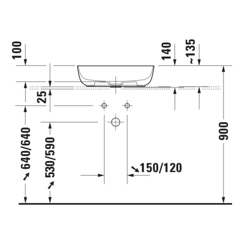 Duravit Luv vasque à poser 50x35 cm, fermée, sans trop-plein, blanc/blanc