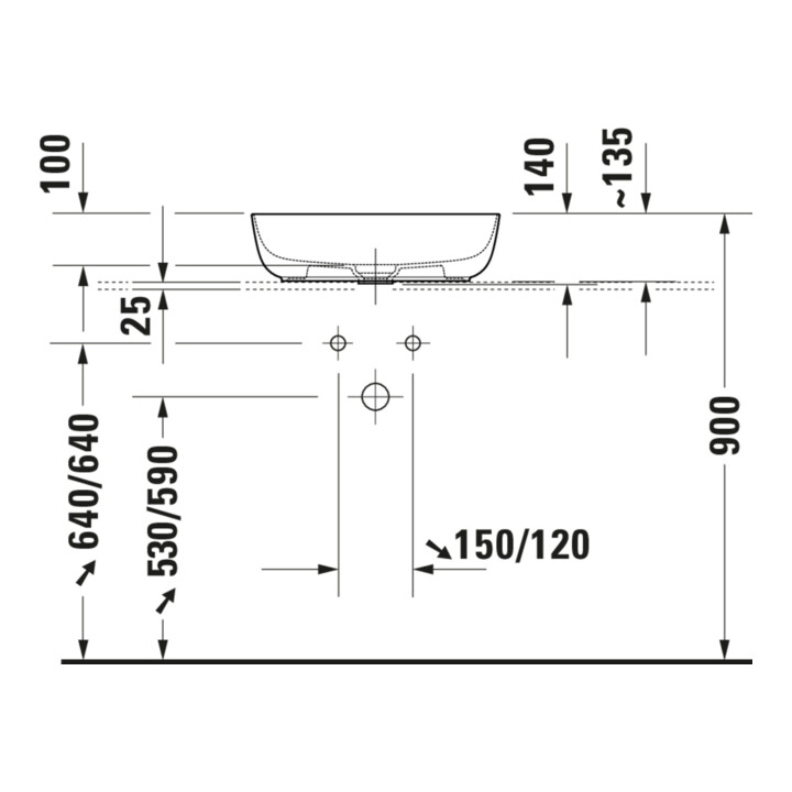 Duravit Luv vasque à poser 50x35 cm, fermée, sans trop-plein, blanc/blanc