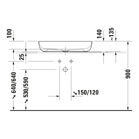 Duravit Luv Vasque à poser 70x40 cm, fermée, sans trop-plein, blanc/blanc