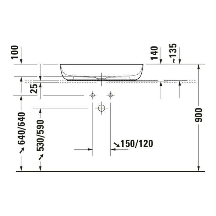 Duravit Luv Vasque à poser 70x40 cm, fermée, sans trop-plein, blanc/blanc