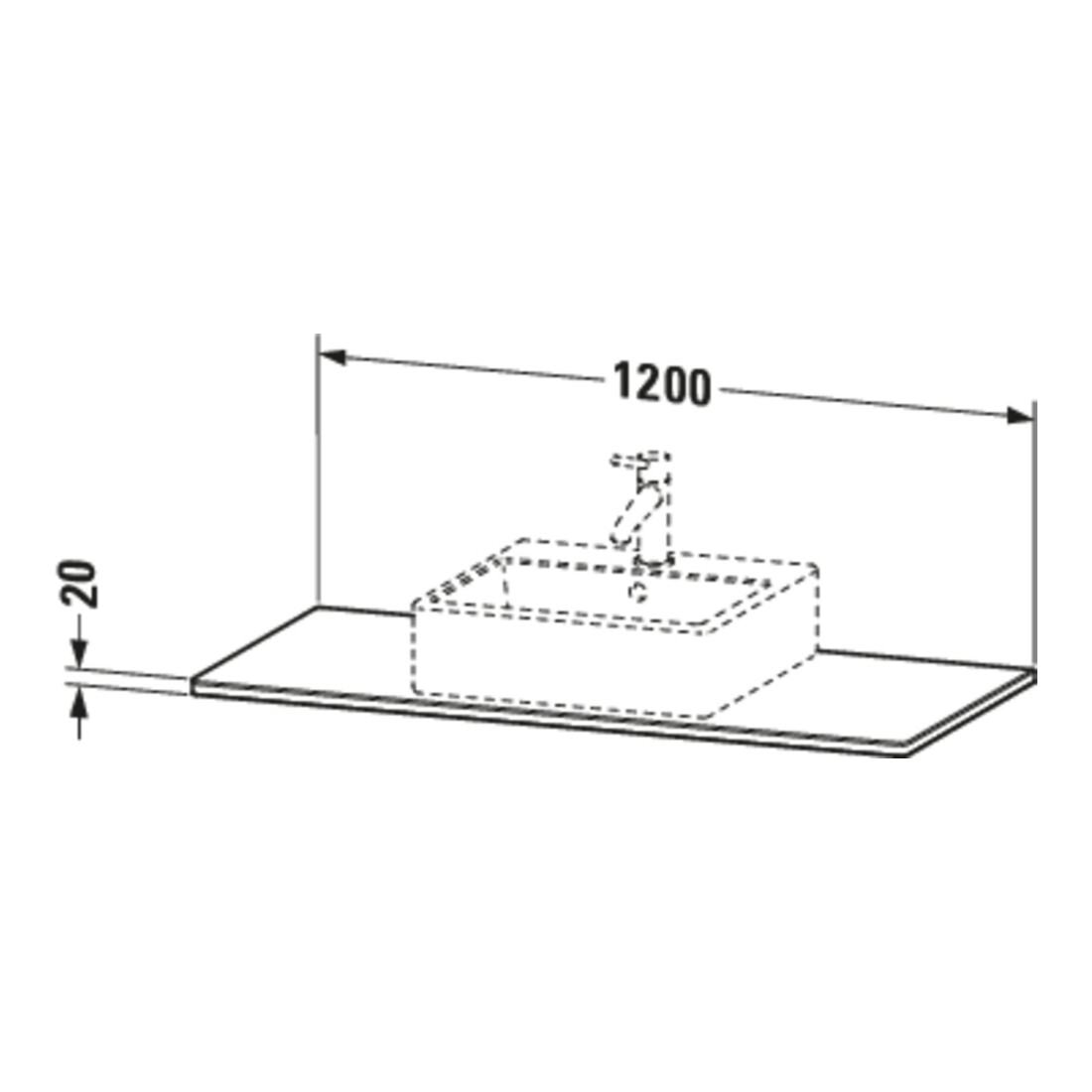 Duravit Massivholzkonsole XSquare 120x55cm, Amerik. Nussb, m 1 Ausschnitt