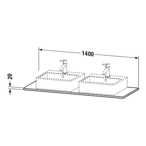 Duravit Massivholzkonsole XSquare 140x55cm, Ami. Nb, m 2 Auss., B beids.