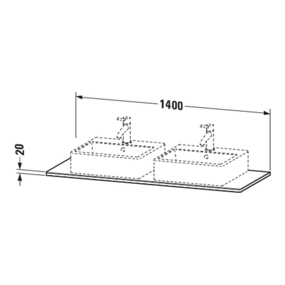 Duravit Massivholzkonsole XSquare 140x55cm, Ami. Nb, m 2 Auss., B beids.