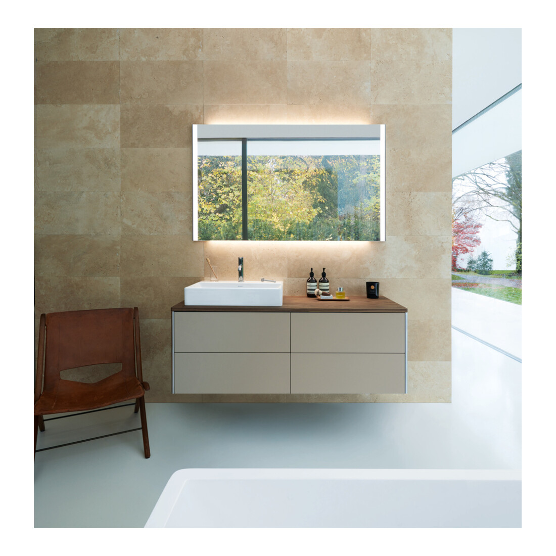 Duravit Massivholzkonsole XSquare 140x55x2cm, m 1 AS, AS li, Amerik. Nussb