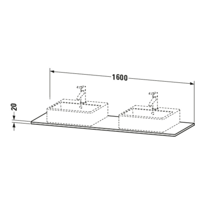 Duravit Massivholzkonsole XSquare 160x55cm, Ami. Nb, m 2 Auss., B beids.