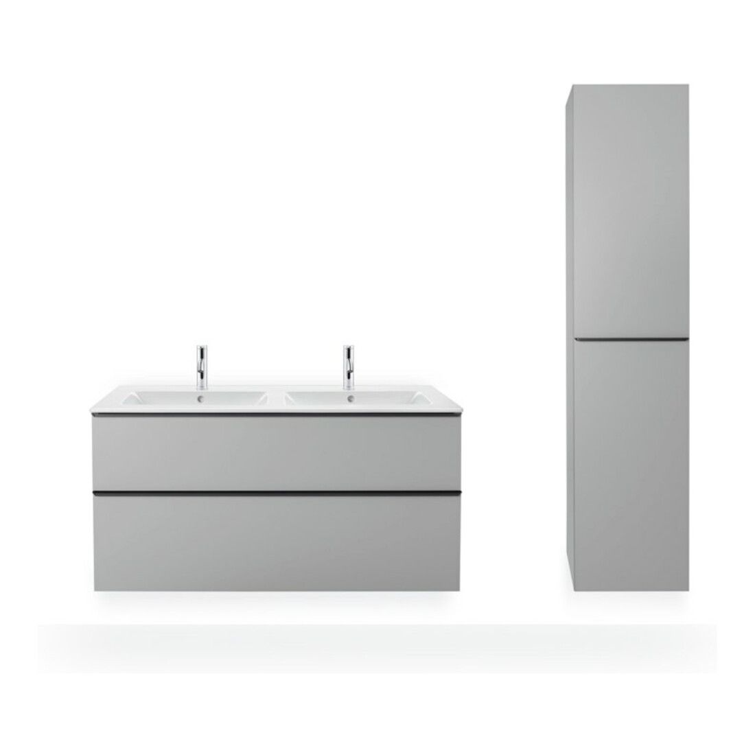 Duravit Me by Starck meuble double vasque 130x49 cm, sans robinetterie, avec trop-plein, blanc brillant