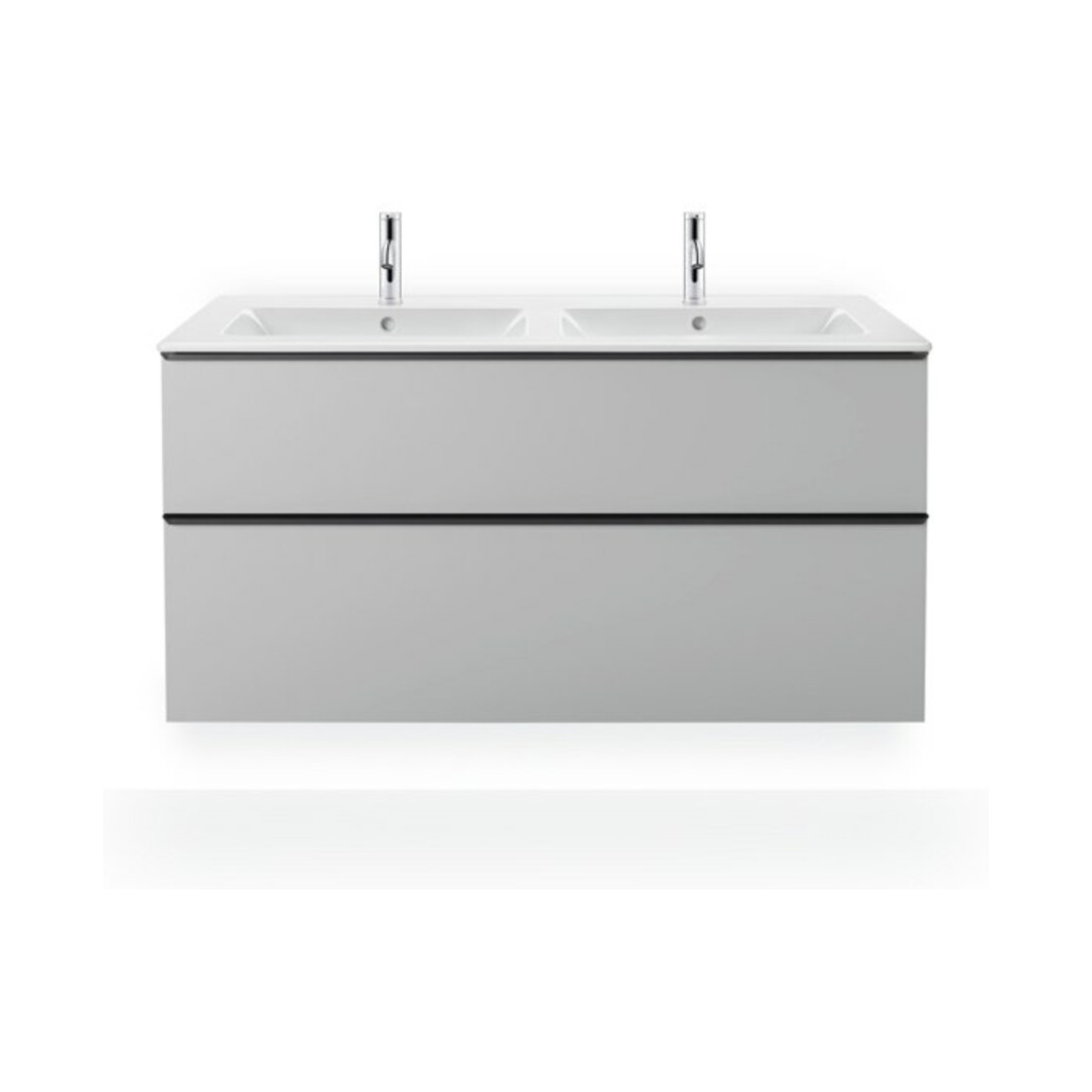 Duravit Me by Starck meuble double vasque 130x49 cm, sans robinetterie, avec trop-plein, blanc brillant
