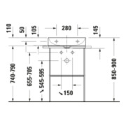 Duravit Metallkonsole DuraSquare 56,5x38cm, bodenstehend, chrom-4