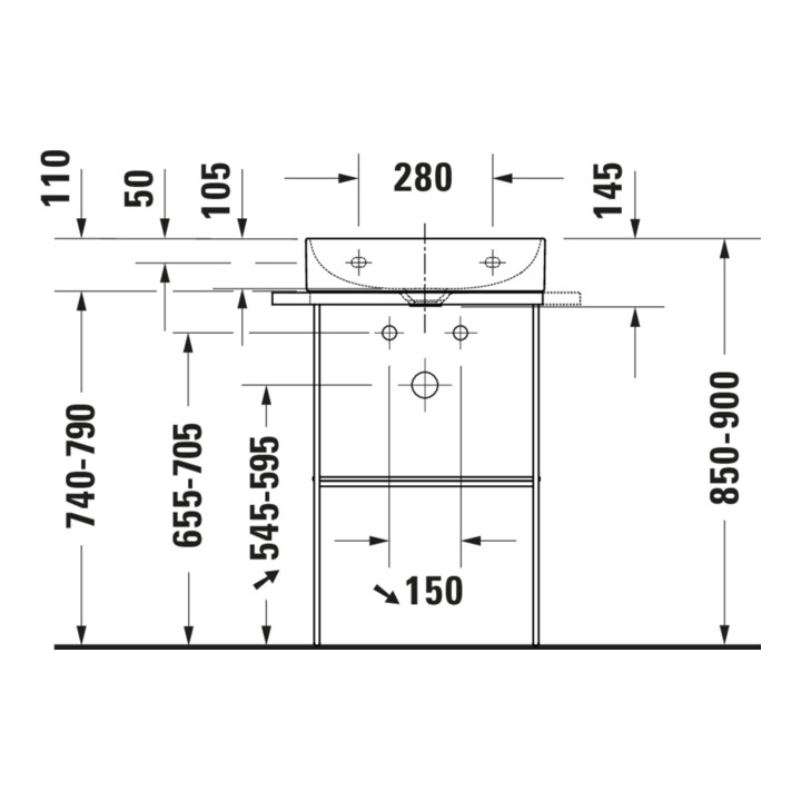 Duravit Metallkonsole DuraSquare 56,5x38cm, bodenstehend, chrom