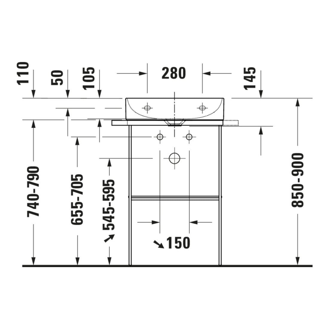 Duravit Metallkonsole DuraSquare 56,5x38cm, bodenstehend, chrom