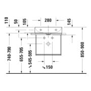 Duravit Metallkonsole DuraSquare 56,5x38cm, wandhängend, chrom-4