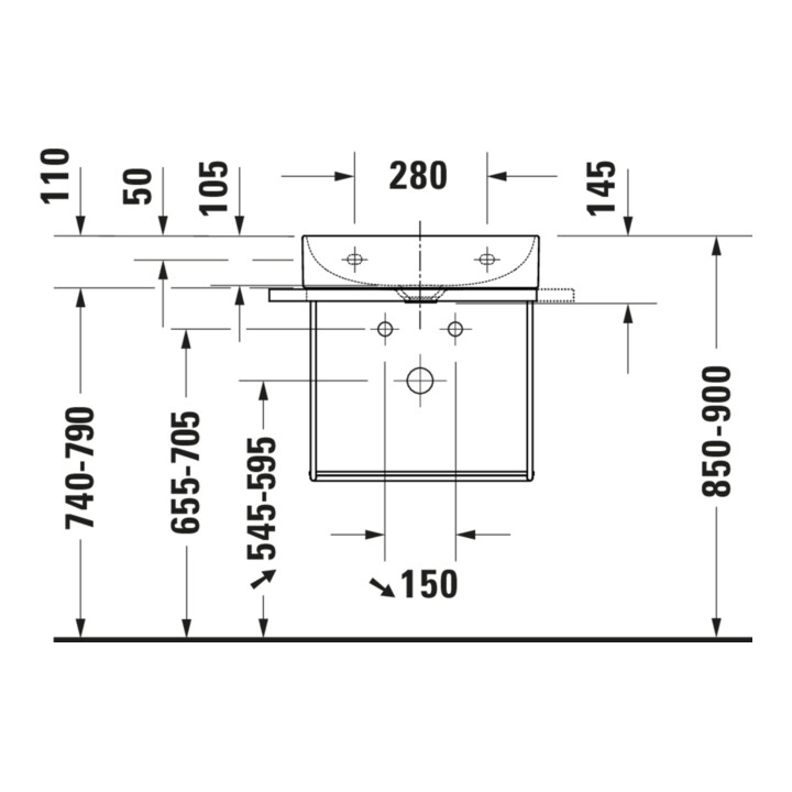 Duravit Metallkonsole DuraSquare 56,5x38cm, wandhängend, schwarz matt