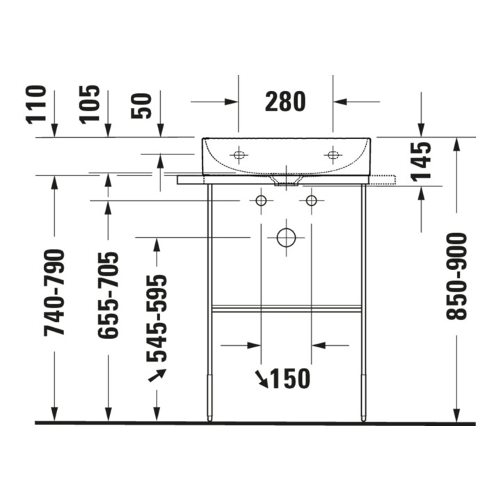 Duravit Metallkonsole DuraSquare 56,5x45cm, bodenstehend, chrom