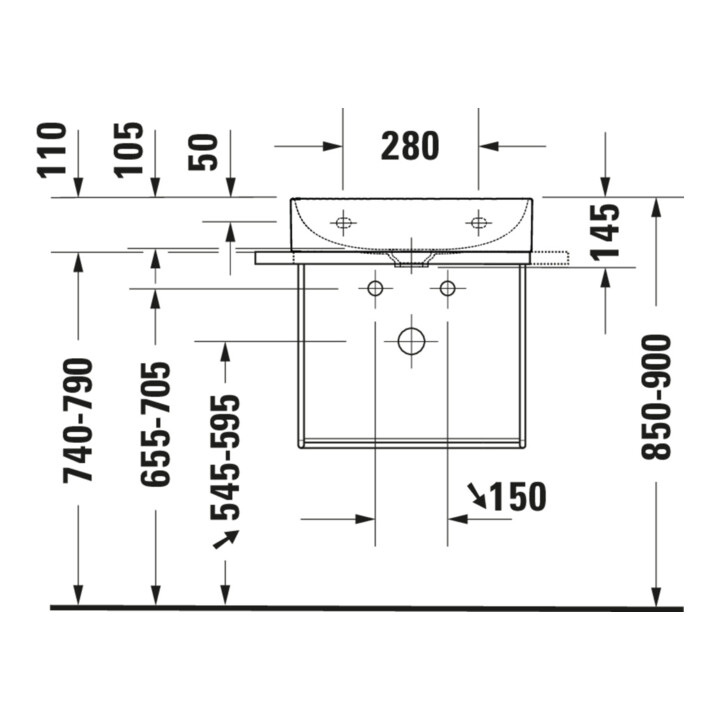 Duravit Metallkonsole DuraSquare 56,5x45cm, wandhängend, chrom
