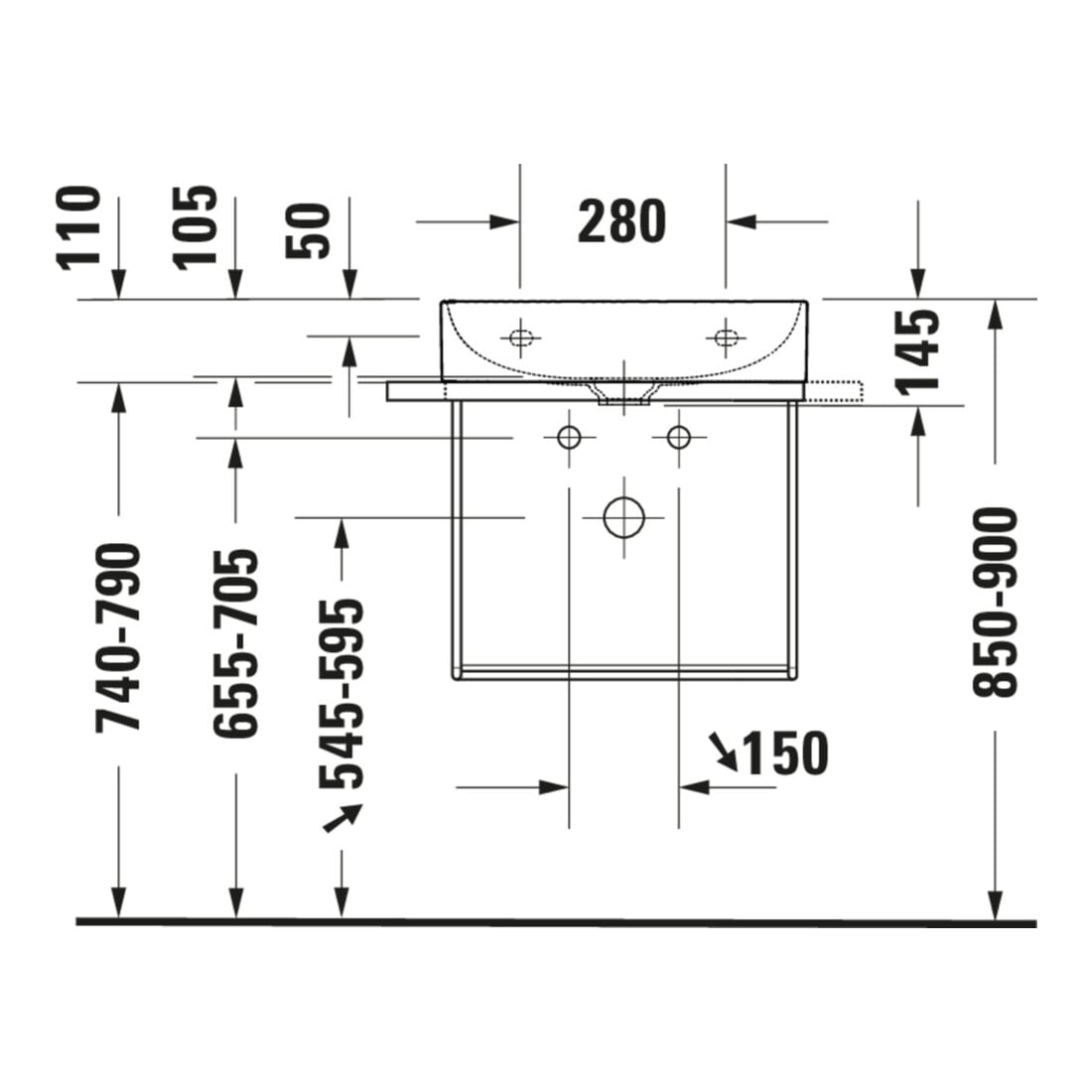 Duravit Metallkonsole DuraSquare 56,5x45cm, wandhängend, chrom