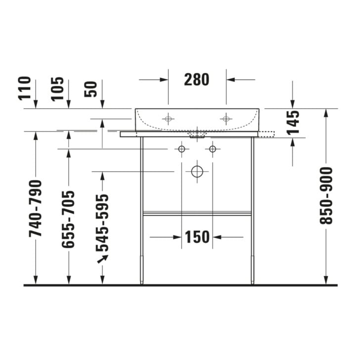 Duravit Metallkonsole DuraSquare 66,5x45cm, bodenstehend, chrom
