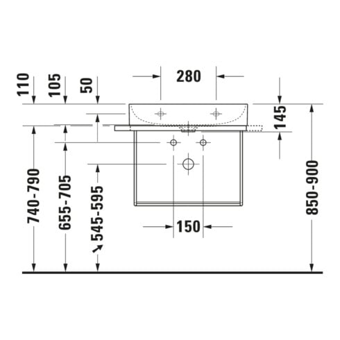 Duravit Metallkonsole DuraSquare 66,5x45cm, wandhängend, schwarz matt