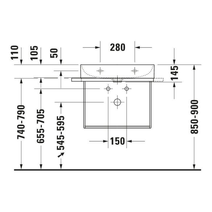 Duravit Metallkonsole DuraSquare 66,5x45cm, wandhängend, schwarz matt
