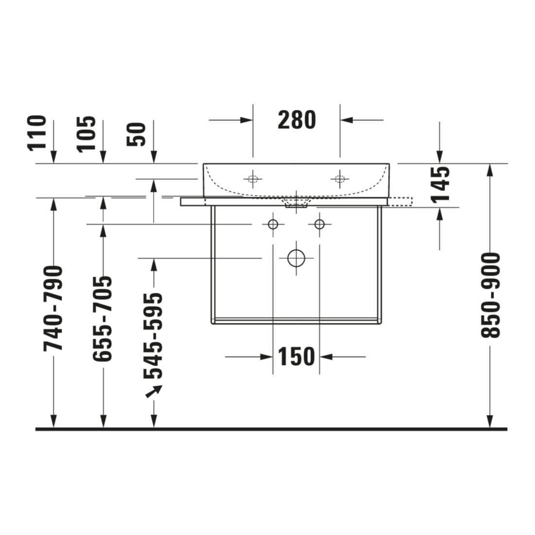 Duravit Metallkonsole DuraSquare 66,5x45cm, wandhängend, schwarz matt