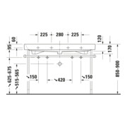 Duravit Metallkonsole Happy D.2 117,3x49,1cm, f 231812, verst +5cm, chr-3