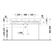 Duravit Metallkonsole Happy D.2 117,3x49,1cm, f 231812, verst +5cm, chr-4