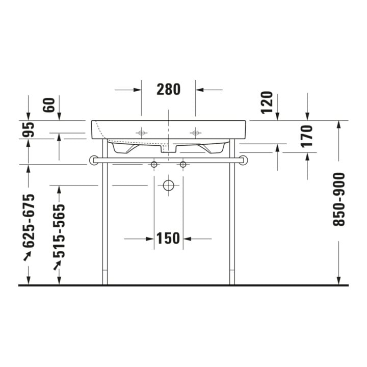 Duravit Metallkonsole Happy D.2 77,3x49,1cm, f 231880, verst +5cm, chr