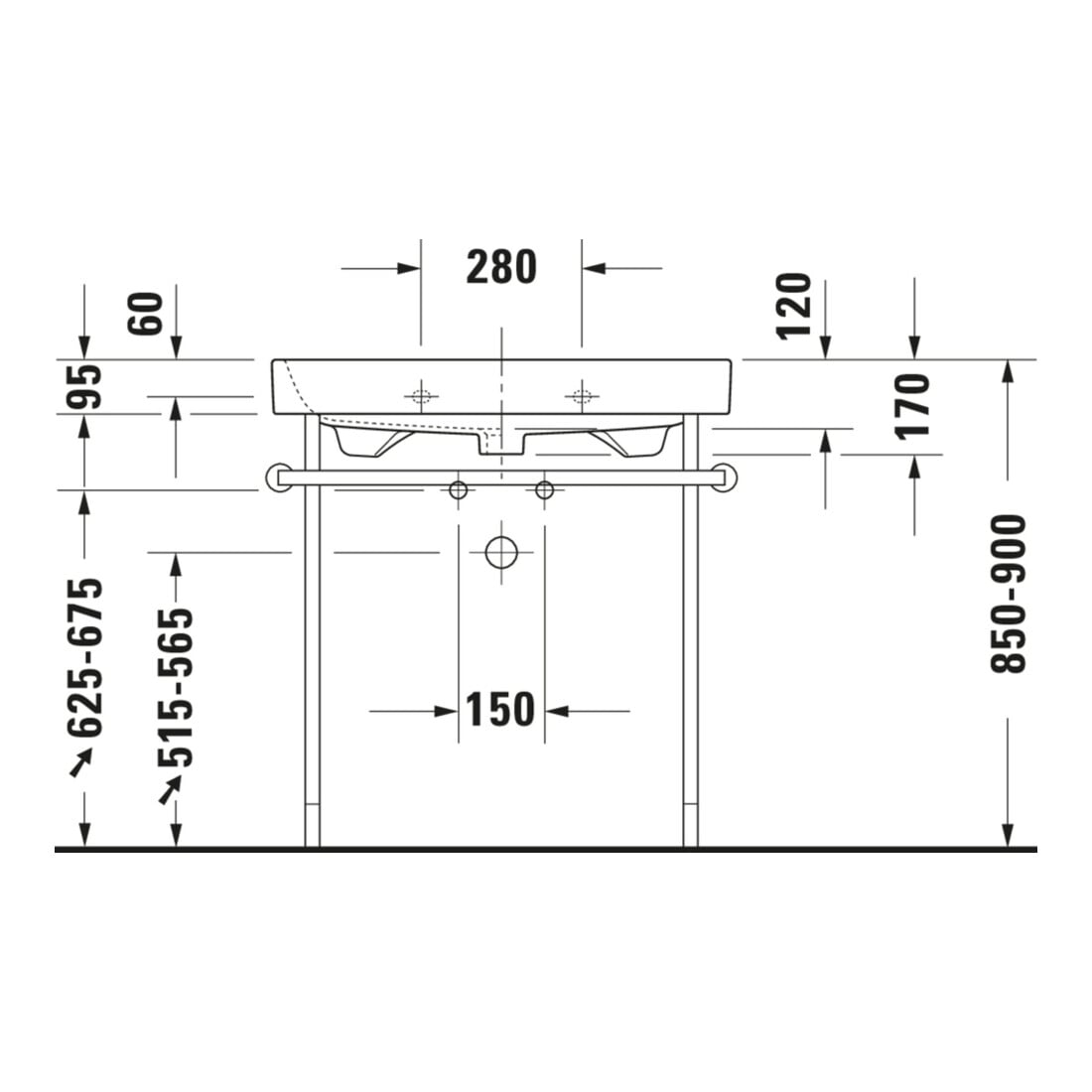Duravit Metallkonsole Happy D.2 77,3x49,1cm, f 231880, verst +5cm, chr