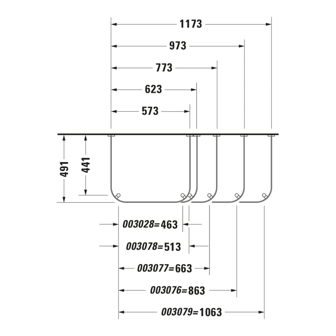 Duravit Metallkonsole Happy D.2 97,3x49,1cm, f 231810, verst +5cm, chr