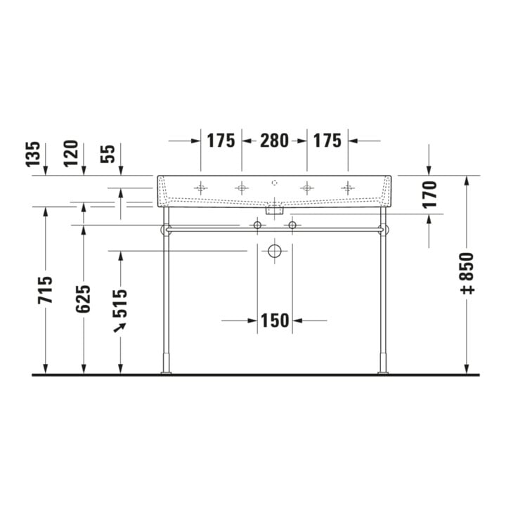 Duravit Metallkonsole Vero verst +5cm, chr, z WT 045410, 235010