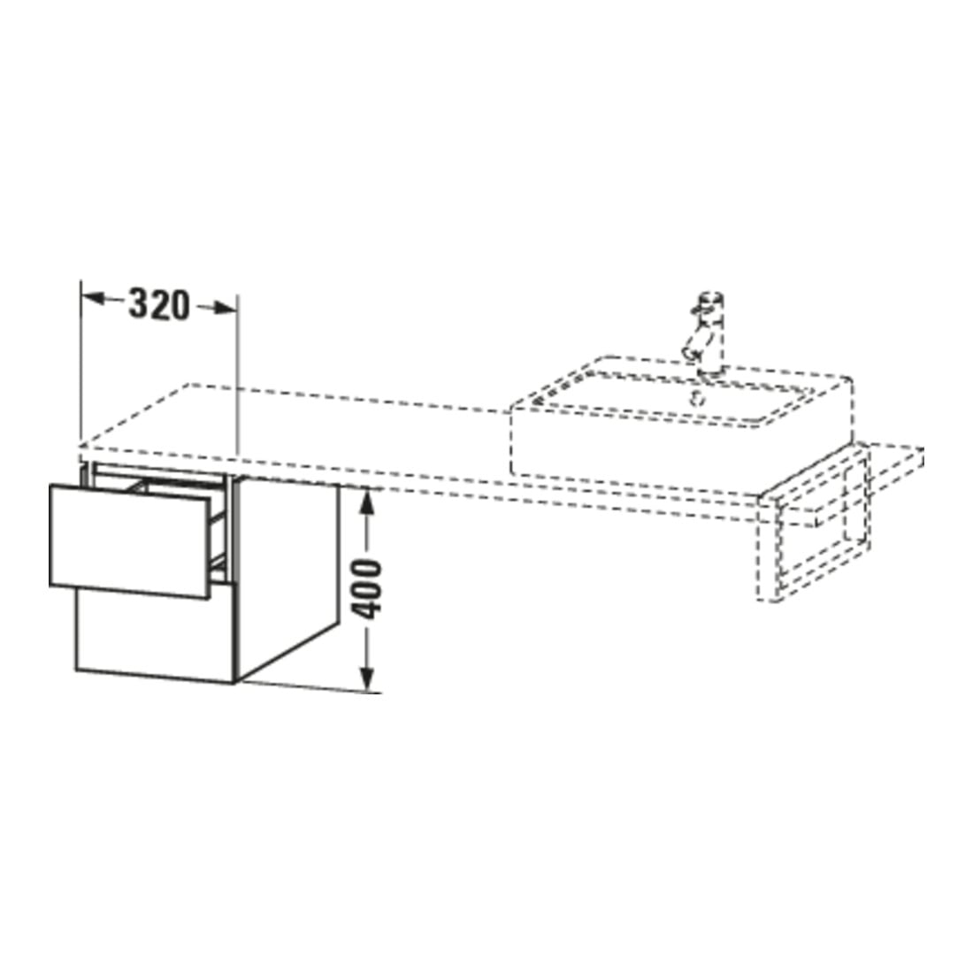 Duravit Meuble bas L-Cube 32x54,7 cm, blanc laqué brillant, pour console, 2 tiroirs