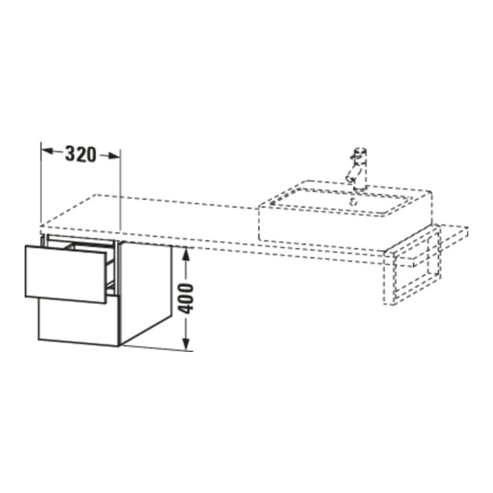 Duravit Meuble bas L-Cube 32x54,7 cm, noyer, pour console, 2 tiroirs