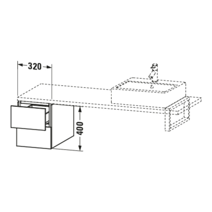 Duravit Meuble bas L-Cube 32x54,7 cm, sans console, 2 tiroirs
