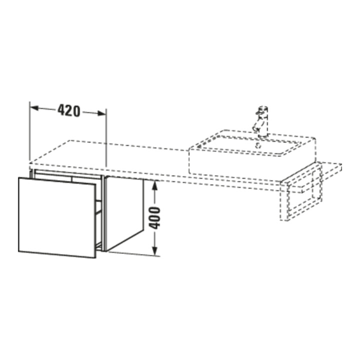 Duravit Meuble bas L-Cube 42x54,7 cm, avec console, 1 tiroir