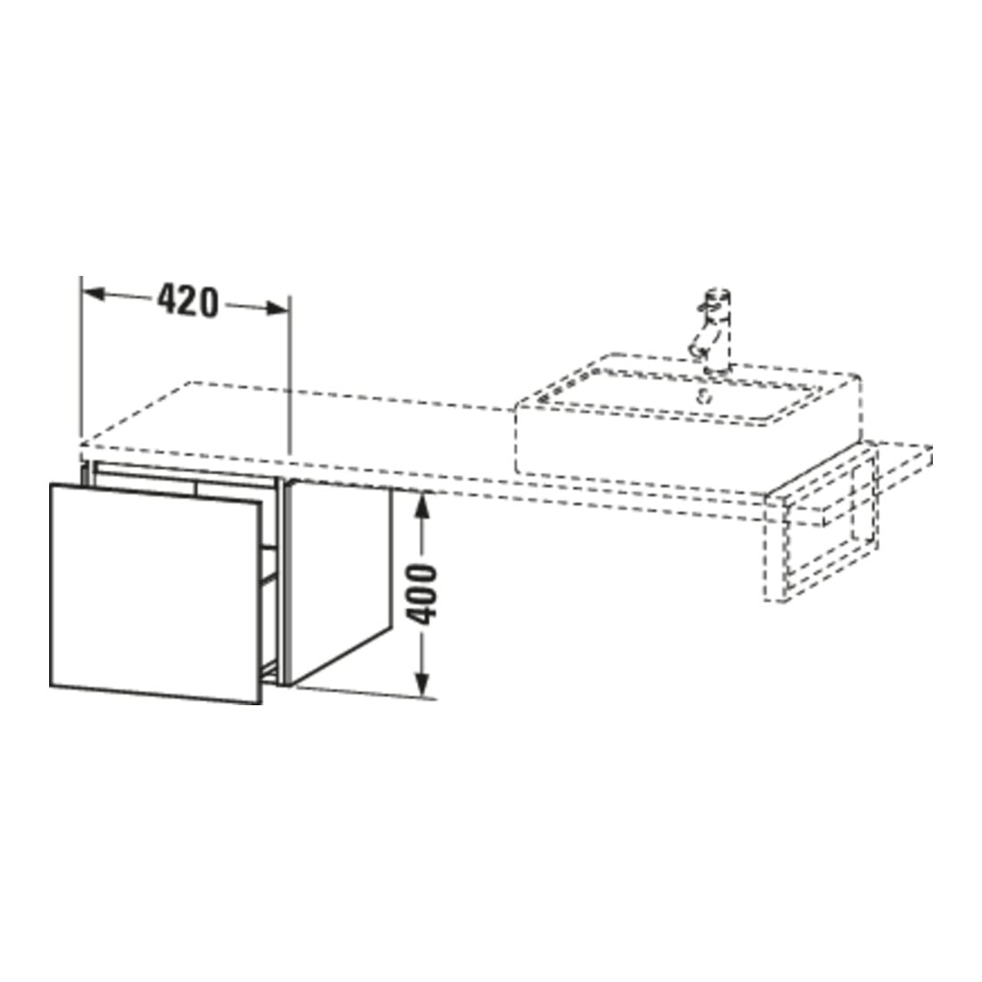 Duravit Meuble bas L-Cube 42x54,7 cm, avec console, 1 tiroir