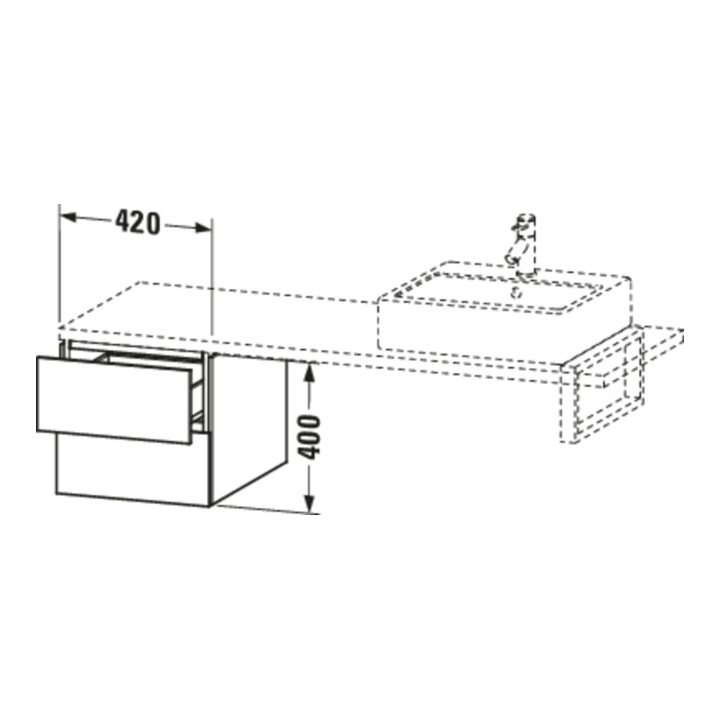 Duravit Meuble bas L-Cube 42x54,7 cm, béton gris, 2 tiroirs, sans console