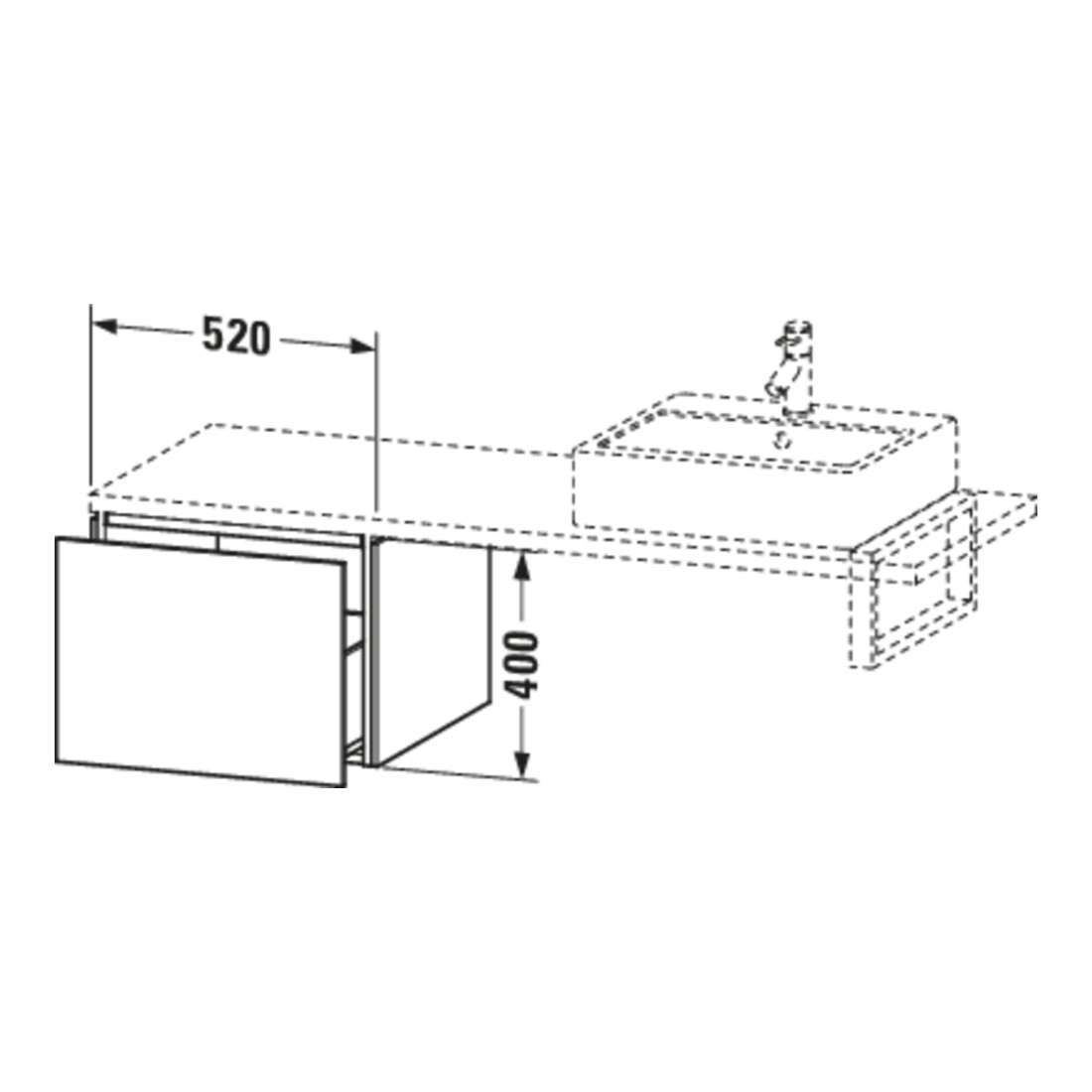 Duravit Meuble bas L-Cube 52x54,7 cm, blanc brillant, pour console, 1 tiroir