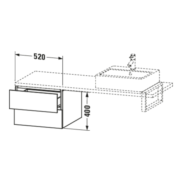 Duravit Meuble bas L-Cube 52x54,7 cm, blanc brillant, pour console, 2 tiroirs