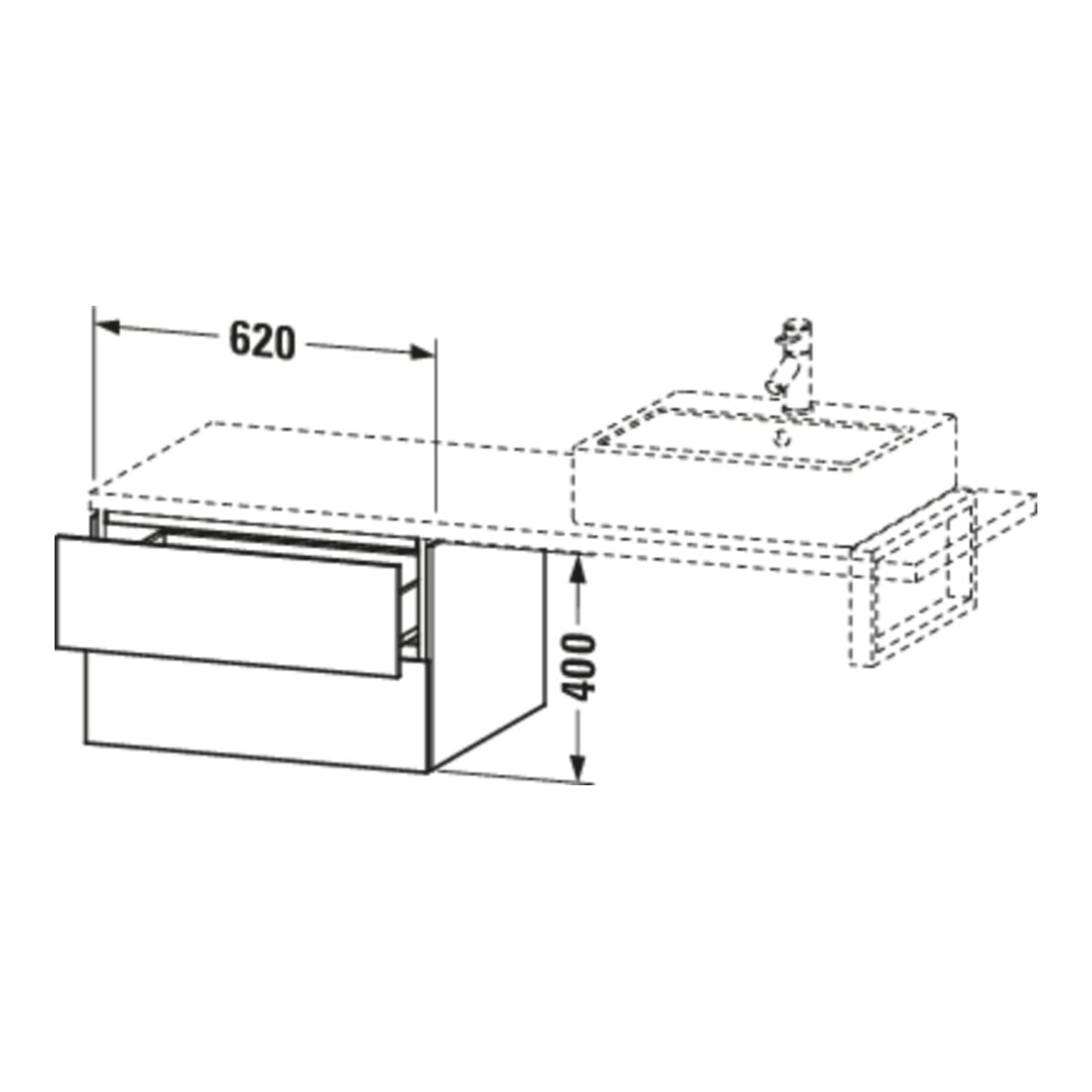 Duravit Meuble bas L-Cube 62x54,7 cm, marbre œuf, pour console, 2 tiroirs