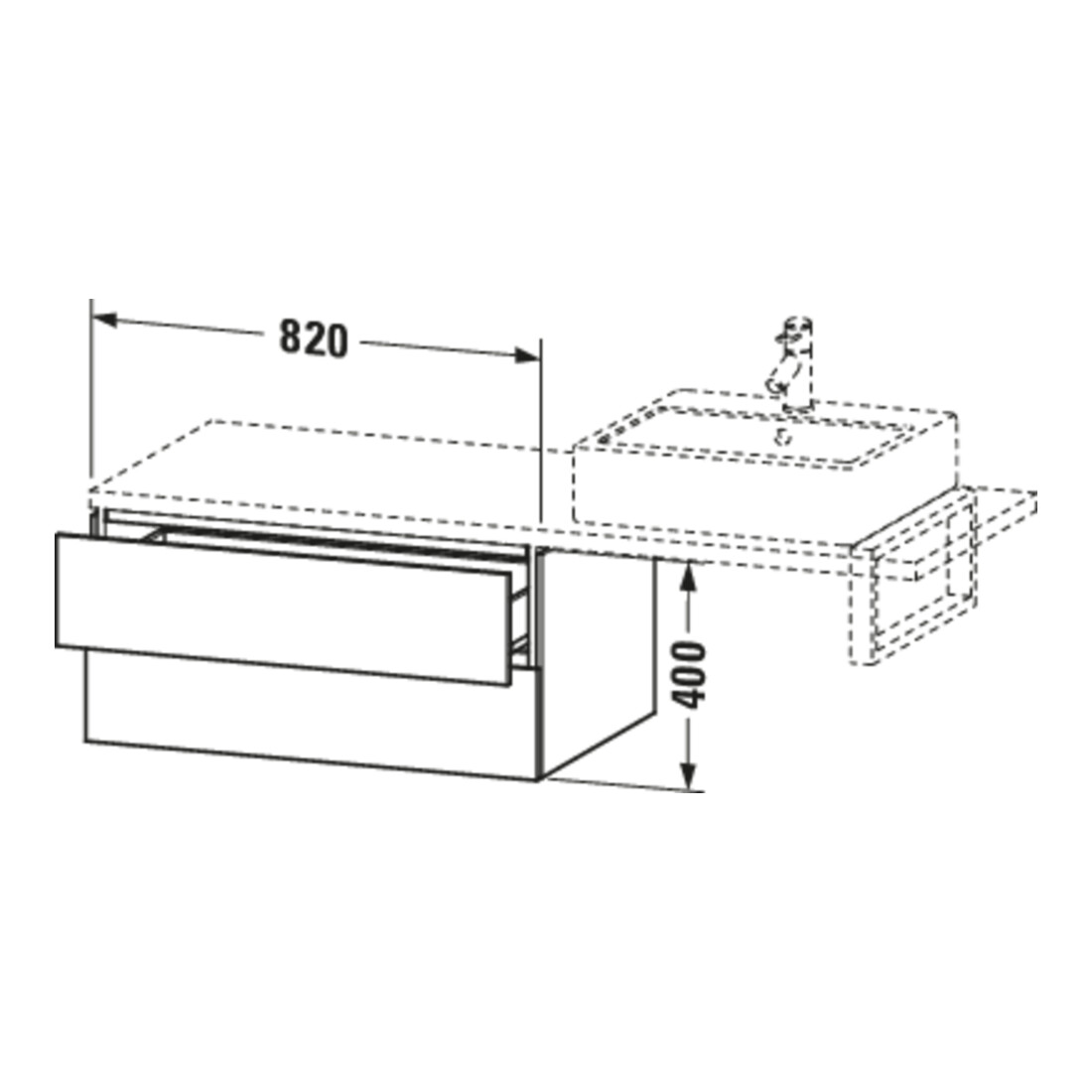 Duravit Meuble bas L-Cube 82x54,7 cm, sans console, 2 tiroirs