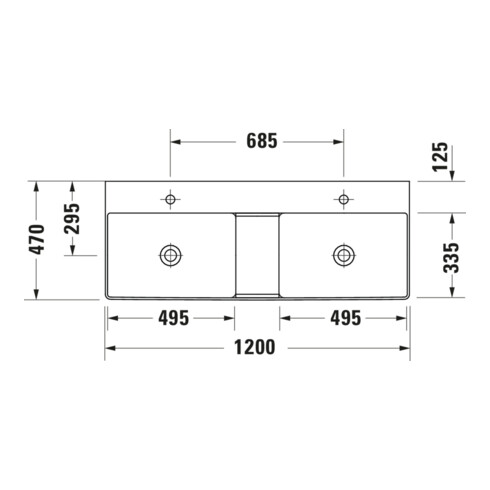 Duravit Meuble double vasque DuraSquare 120x47 cm, sans trop-plein, avec vidage, sans robinet, blanc